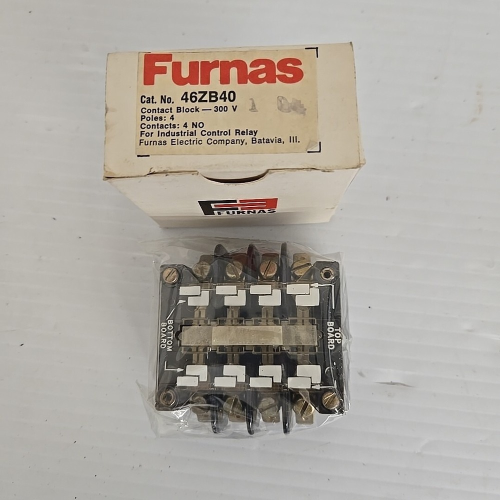 Furnas 46ZB40 Contact Block 4 Poles 4 NO 300V Industrial Control Relay 46JB